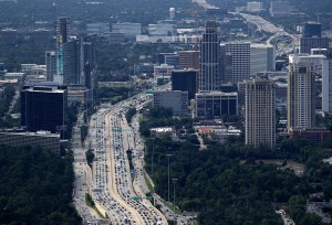 Houston, Texas skyline and traffic