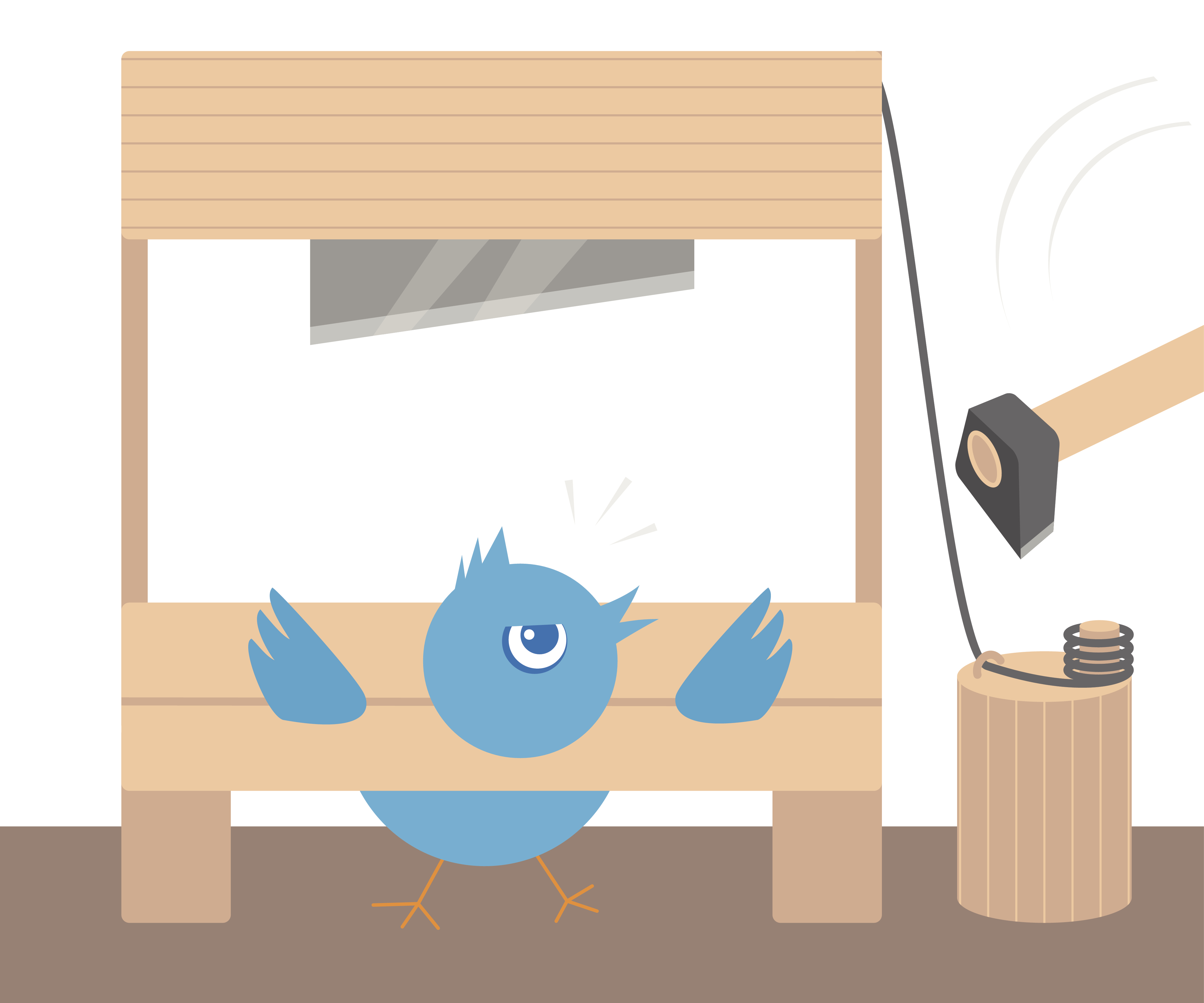 A bird getting guillotined.